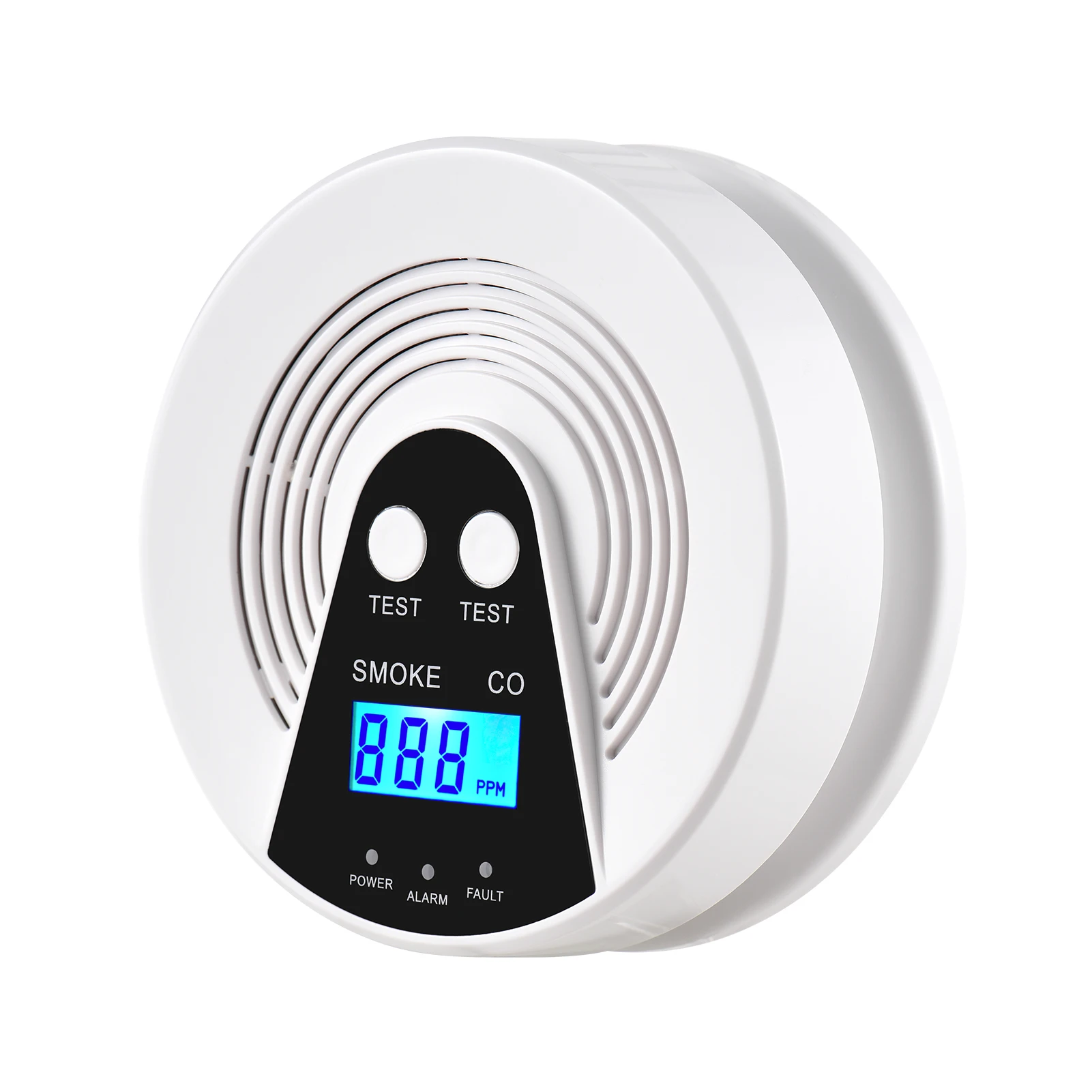 

Smoke and Carbon Monoxide Alarm LCD Display CO Detector Smoke Alarm Voice Alert Combination Smoke and CO Alarm Battery Powered