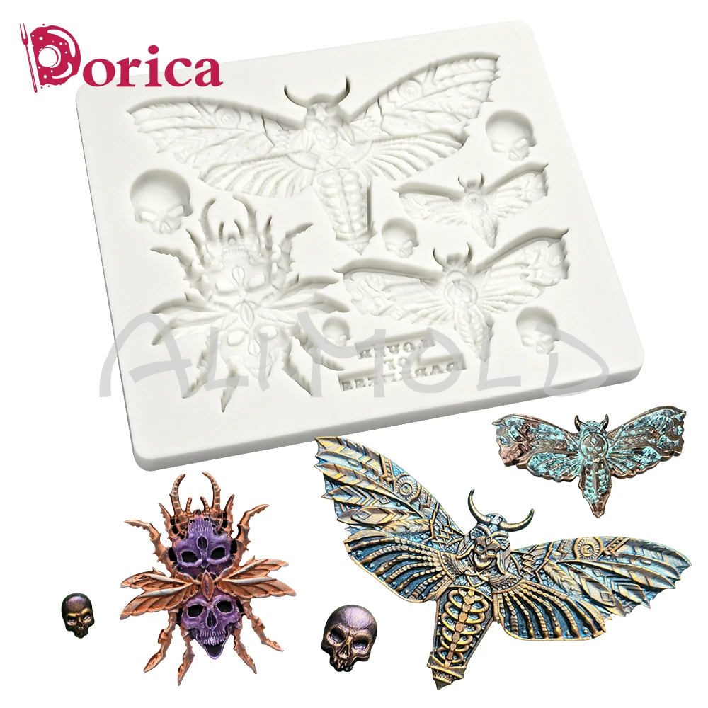 

Силиконовая форма для шоколада Dorica с тиснением "насекомые, череп"