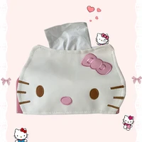 kawaii sanrioed leather napkin holder anime figures hello kittys foldable tissue cover cartoon car office waterproof storage box