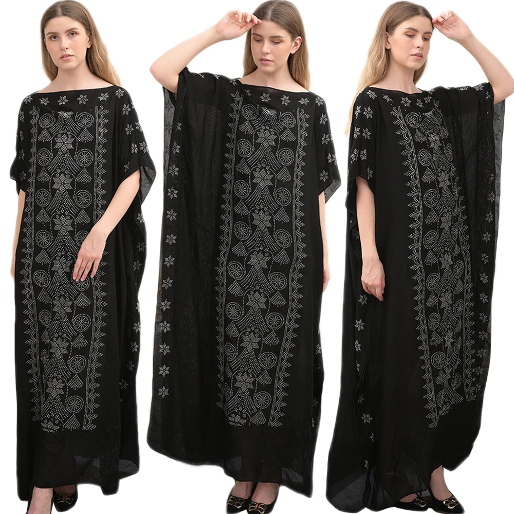 

Коллекция 2022 года, Рамадан, летнее женское платье, длинное платье, мусульманские Абайи, макси-халат, Ближний Восток, искусственное националь...