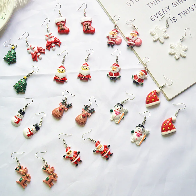 

Christmas Tree Earrings New Trendy Statement For Women Santa Claus Snowman Drop Earring Jewelry Girls Christmas Gifts Decoration