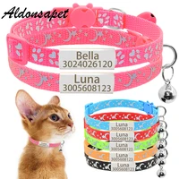 2 pack personalized reflective nameplate cat collar custom safety breakaway name tag cat collar stars moons kitty collar bell