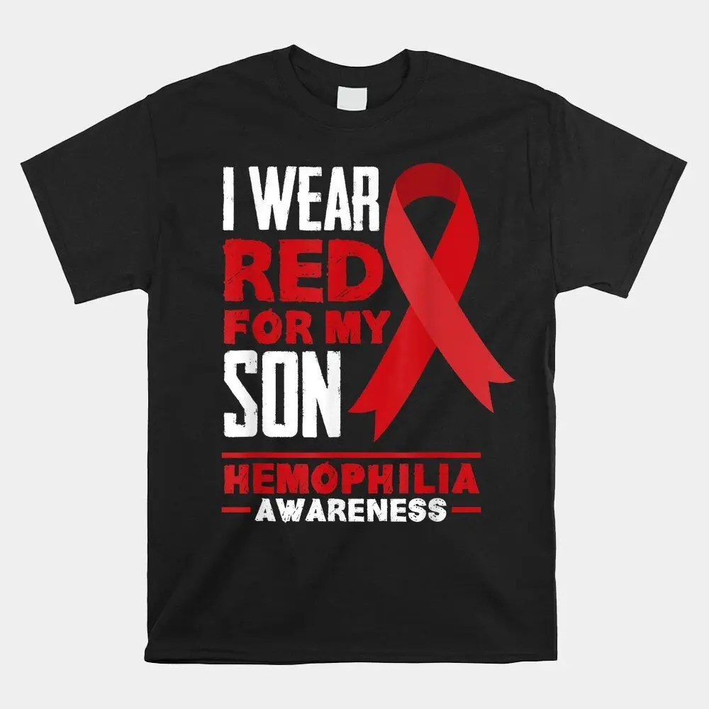 Футболка I Wear Red For My Son Proud Mom Dad Hemophilia Awareness размер S-5XL высокое качество 100% хлопок с