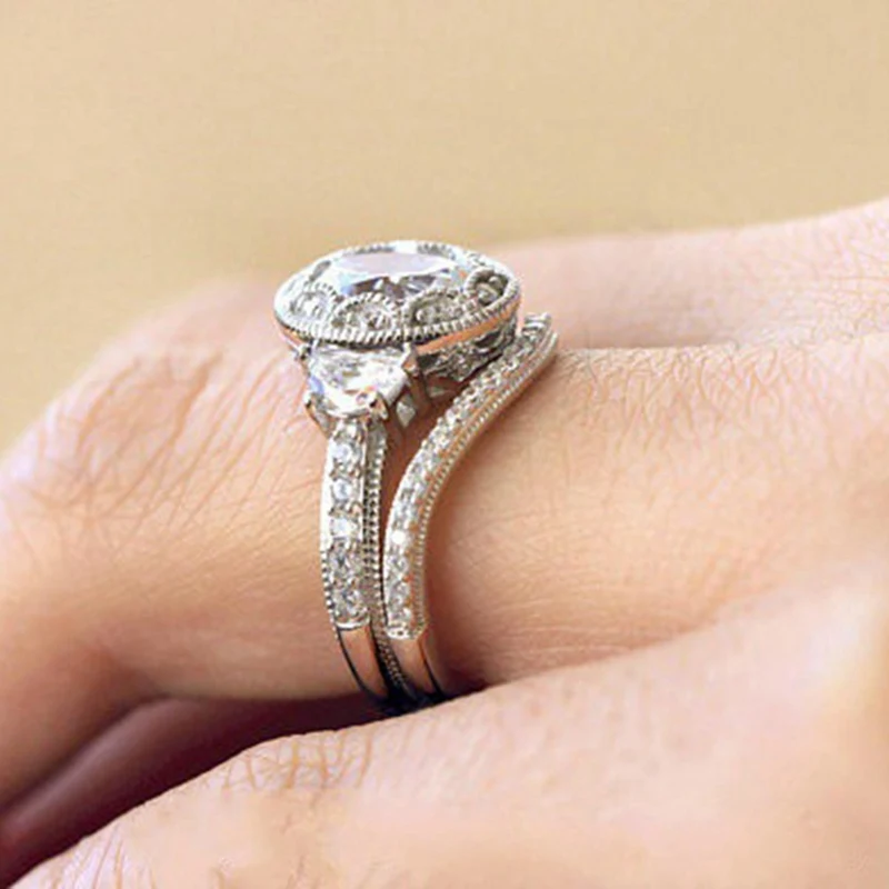 2 шт. женские винтажные кольца с фианитом 6-10 дюймов |