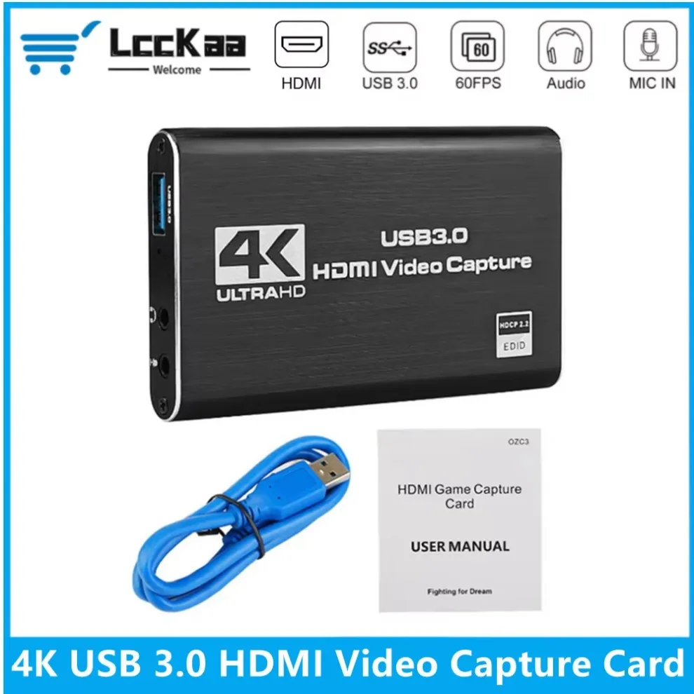 4K USB HDMI-совместимая карта видеозахвата 1080P 60 Гц для записи игр коробка потоковой
