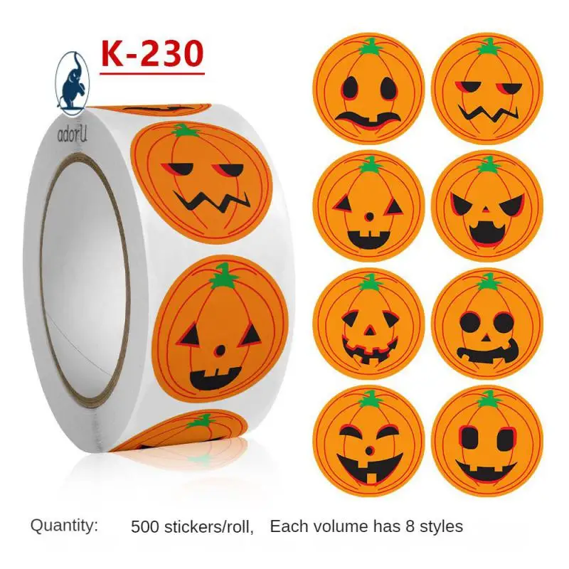 

Rich And Colorful Ghost Sticker Playful Roll Sticker Halloween Pumpkin Carving Halloween Stickers High Quality Creative