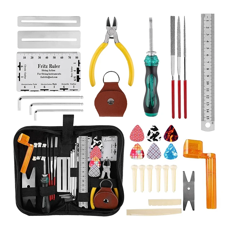 

30Pcs Guitar Tools Kit,Guitar Maintenance Kit For Acoustic Guitar Electric Guitar Ukulele,Guitar Maintenance Tool