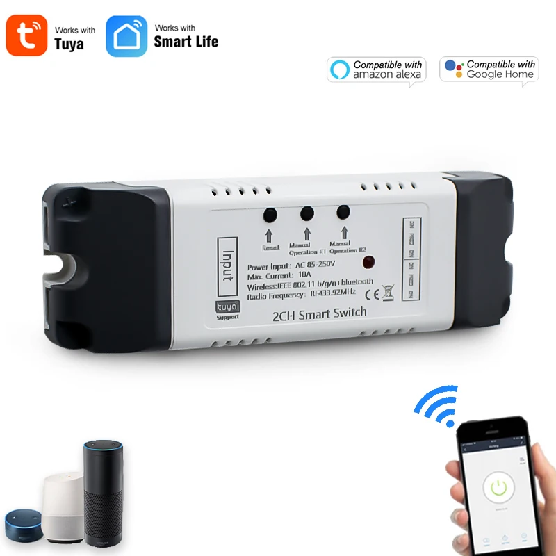 Умный переключатель Tuya Wi-Fi модуль беспроводного управления AC DC7-32 В 85-250 12 24 220 1/2/4
