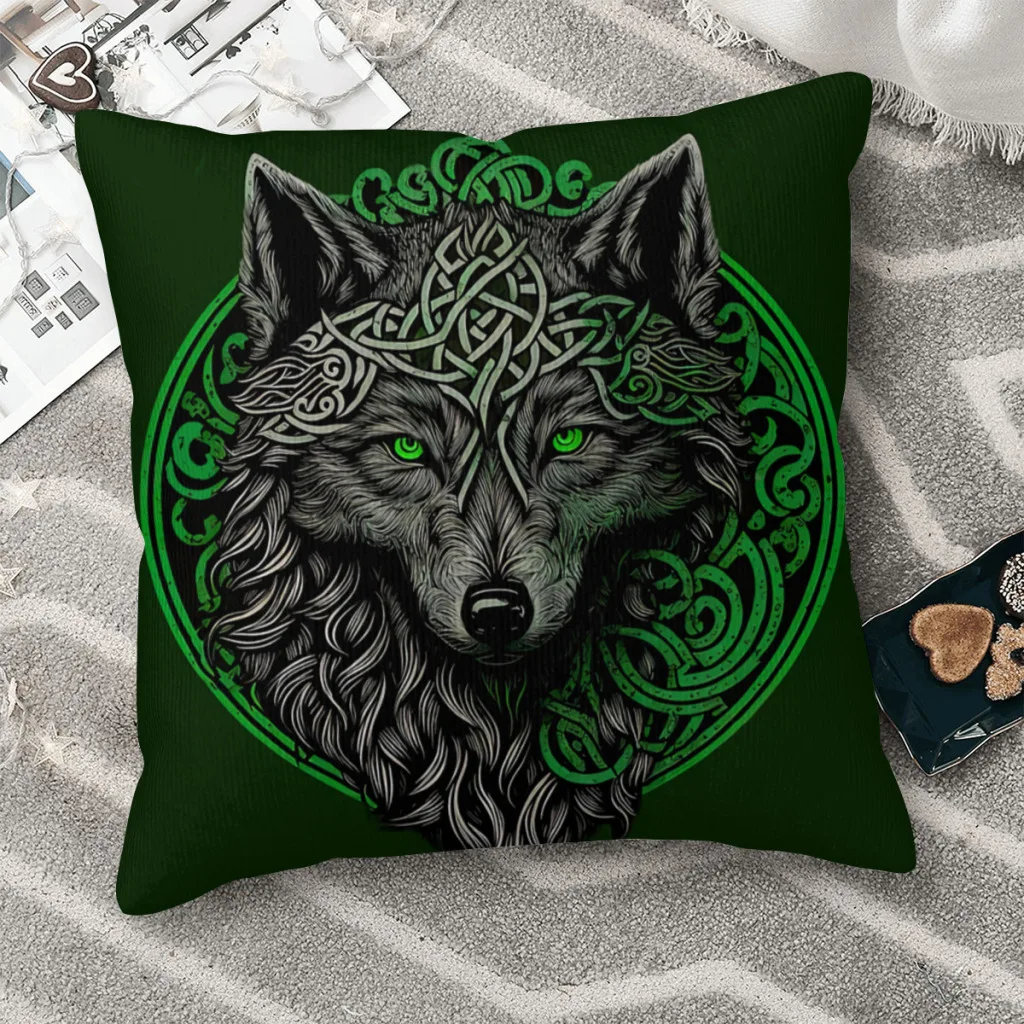 

Celtic Irish Knot with Wolf Design St Patrick Hug Pillowcase Viking Backpack Cojines Sofa DIY Printed Chair Throw Pillow Case