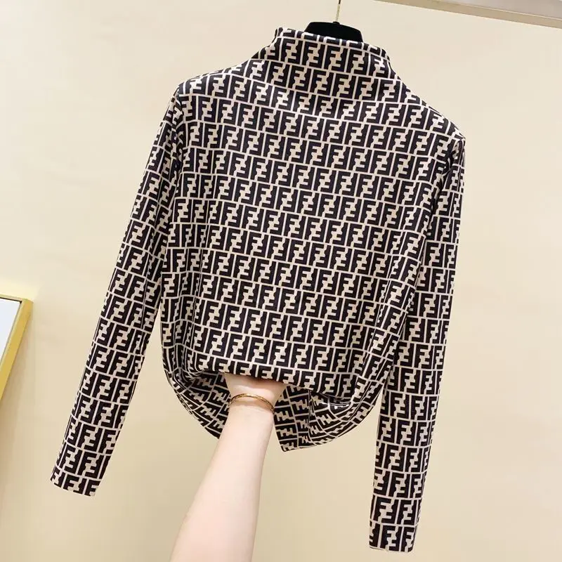 

Women Fashion Tshirt Long Sleeve Basic Korean Version Top Casual Loose Office Lady Polka Dot Printed T-shirt Round Neck Pullover