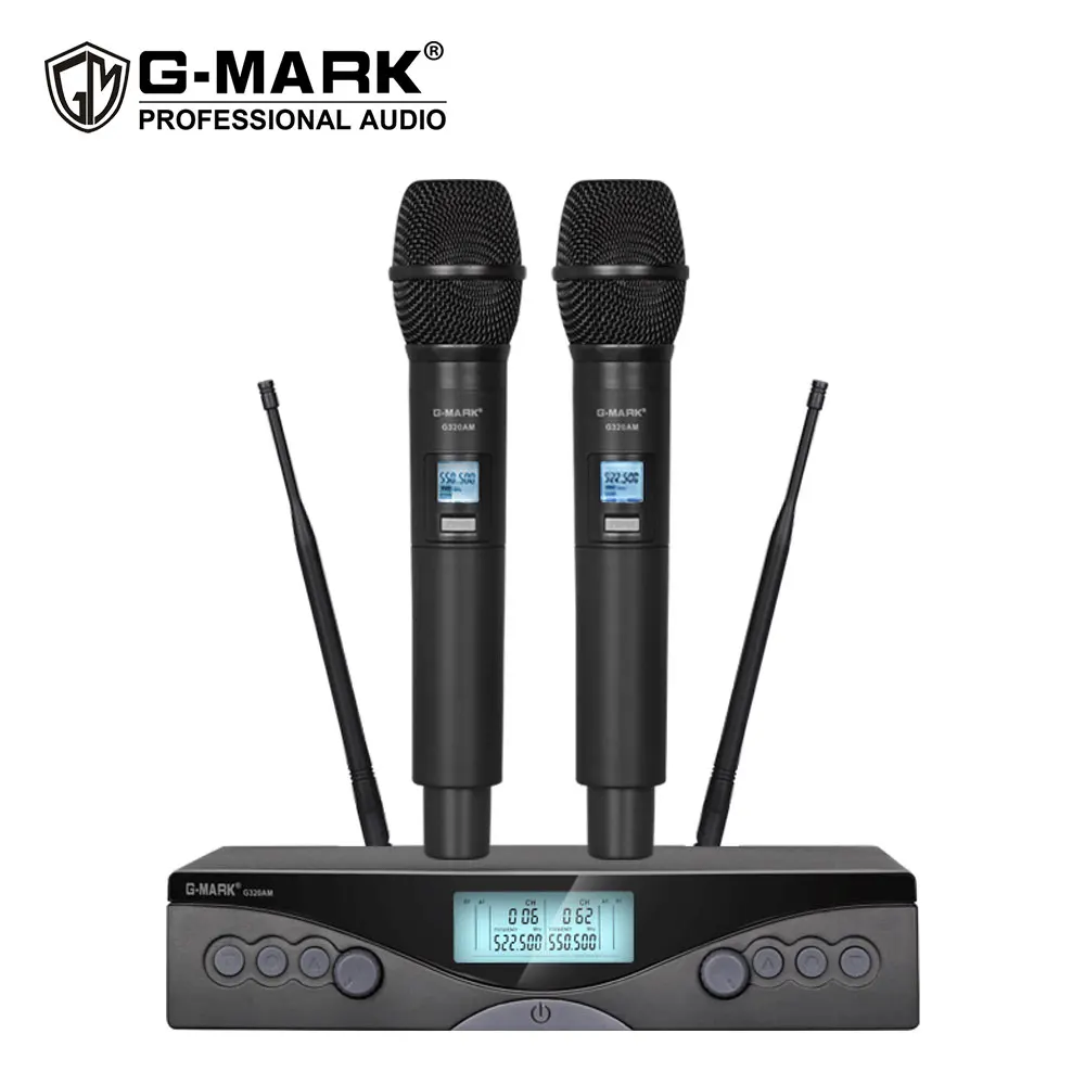 Wireless Microphone G-MARK G320AM UHF 2 Channels Karaoke Handheld Frequency Adjustable For Party Stage Show 50M Use Distance enlarge
