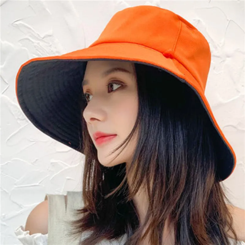 

Fashion Casual Sun Bucket Hat Wide Brim Foldable Flat Fisherman Cap Summer Women's Cap Comfortable Panama Female Hat