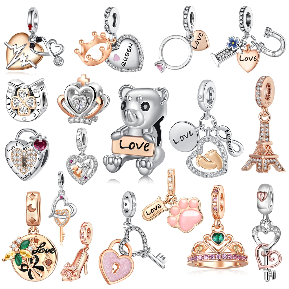 Благородный женский серебряный замок в форме сердца медведь корона подвеска