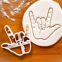 love you heart hand gesture diy white plastic cookie cutter fondant molds baking accessories decorating tool for cake mold
