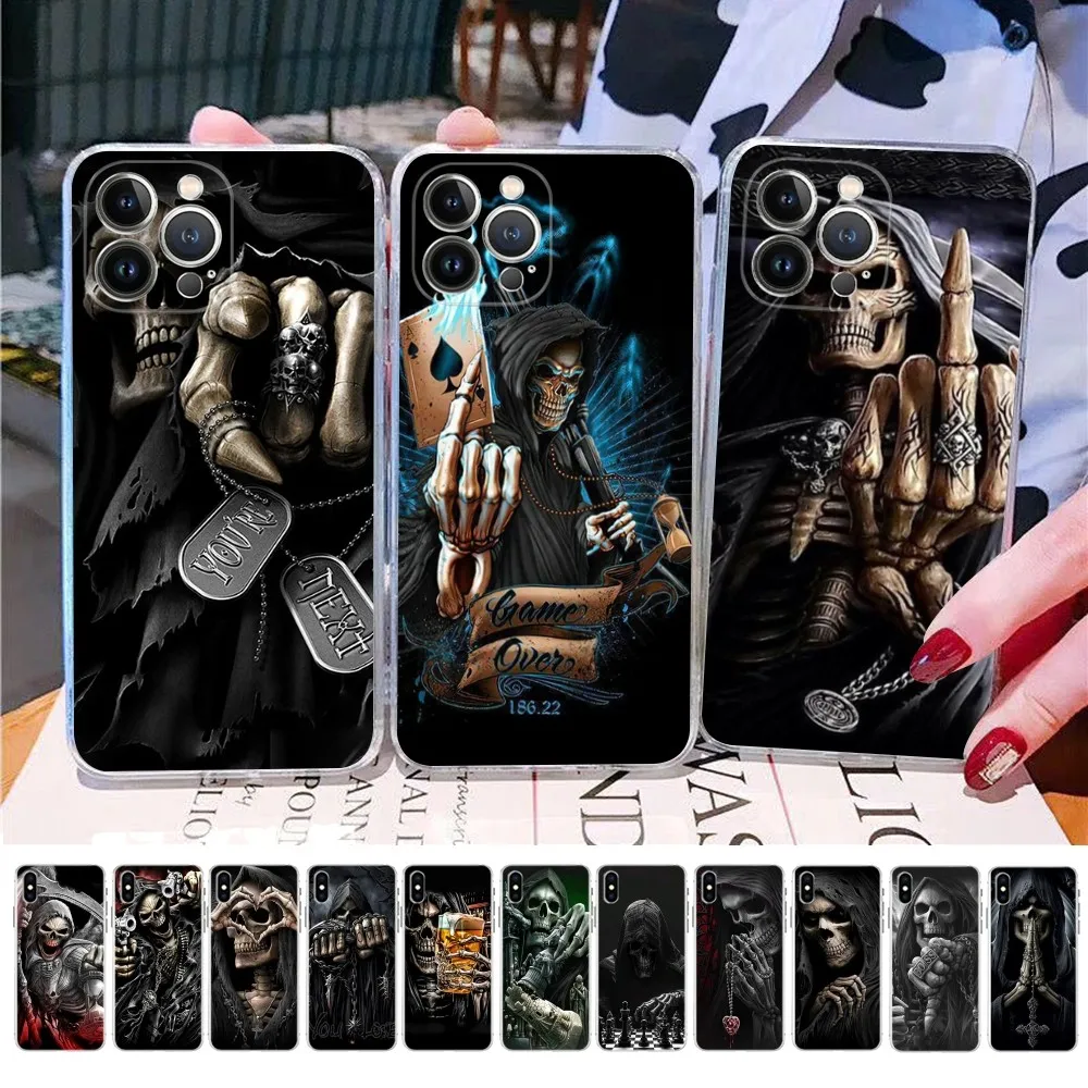 Skull Skeleton Grim Reaper Fashion Phone Case For IPhone 16 15 8 7 6 6S Plus X SE XR XS 14 11 12 13 Mini Pro Max Mobile