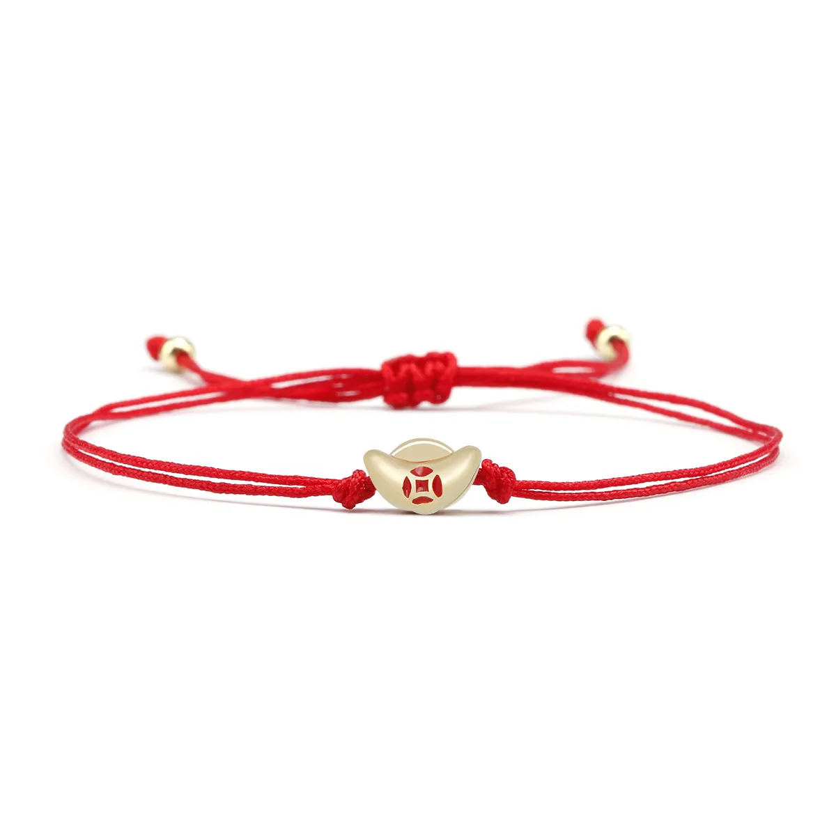 Handmade Lucky Red String Enamel Ingots YUANBAO Charms Bracelet Charm For Women Men  Fashion Jewelry Adjustable Rope Chain Gifts
