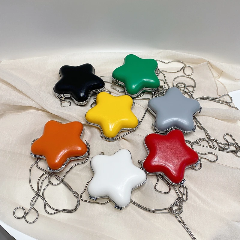 Однотонные сумки через плечо из искусственной кожи в форме звезды компактные