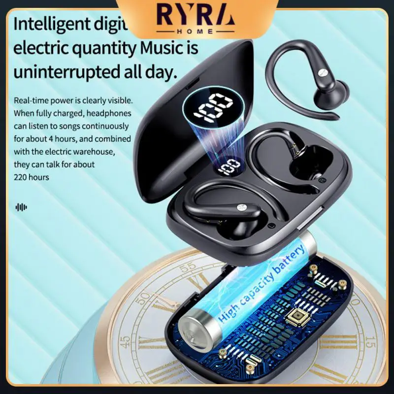 

With Power Display Widely Compatible Noise Reduction Headset Stereo Ear-hanging Earphone Waterproof Wireless Headset