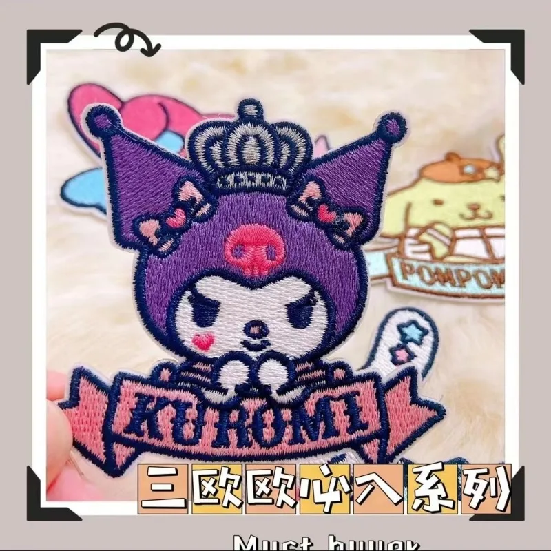 Новинка Sanrio Cinnamoroll Kuromi мультяшная Милая ткань с вышивкой патч для обуви сумки