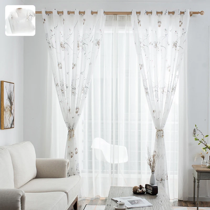 

Floral Tulle Sheer Window Curtains For Living Room Bedroom Kitchen Printed Tulle For Window Curtains Voile Drapes Fabric Door