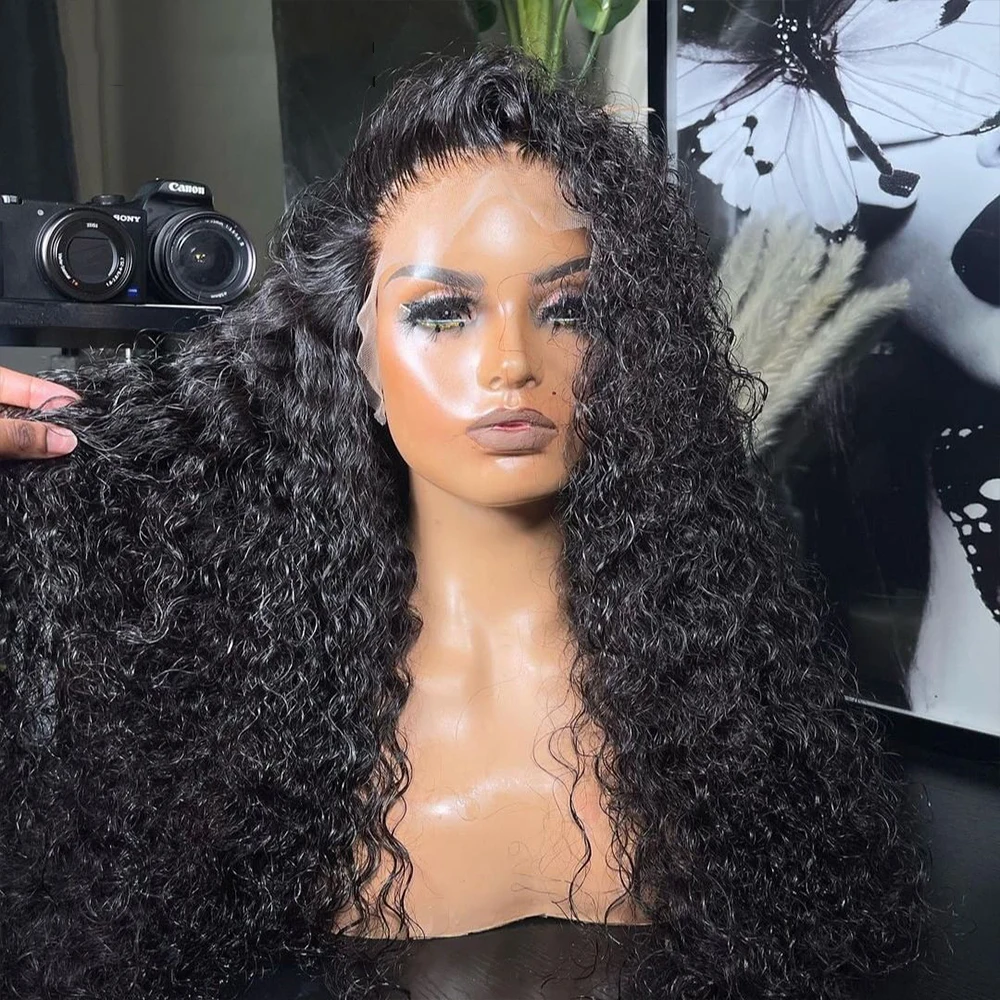 

Soft Middle Part Natural Hairline Kinky Curly 180% Density Lace Front Wig For Black Women Babyhair Preplucked 26 Inch Long Daily