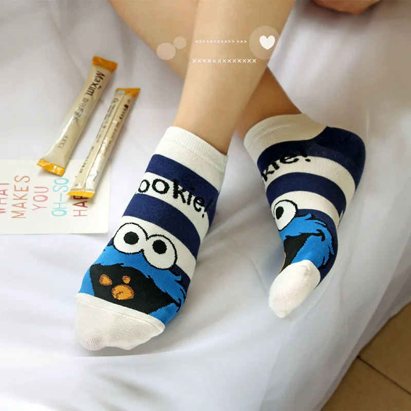 Sesame Street Socks Women Cartoon Cosplay Elmo Cookie Monster Fashion Novelty Funny Cute Sock Autumn Comfortable Cotton Party