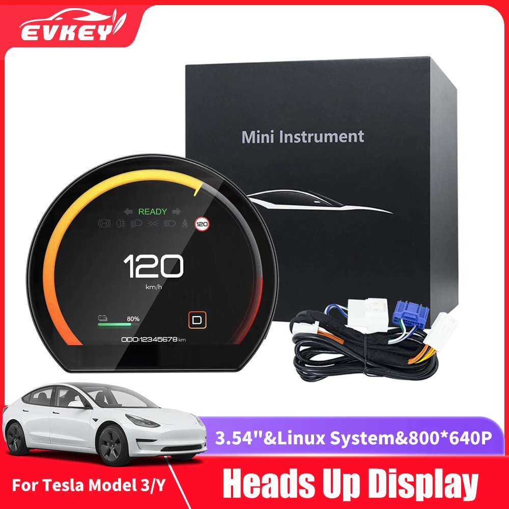 

EVKEY 3.54inch HD HUD LCD Dashboard Digital Smart Gauge Linux system Heads Up Display For Tesla Model 3 Y