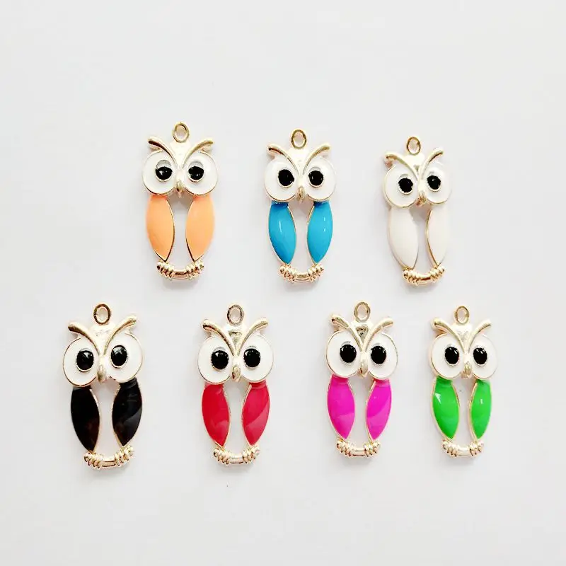10 шт., 19x33 мм, эмалированная сова, искусственные милые серьги, подвески, ожерелья, браслеты, творческая бижутерия «сделай сам», подарки, бижутерия