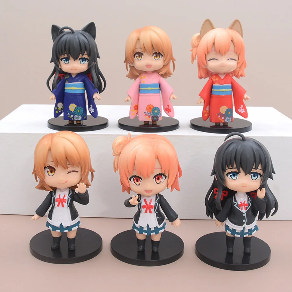 

6PCS/Set Comic Anime My Teen Romantic Comedy SNAFU Yui Yuigahama Yukinoshita Yukino Mini Cute Figure Model