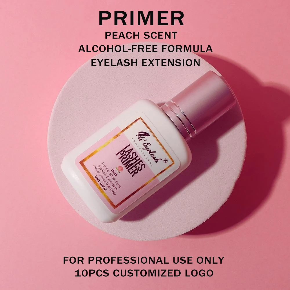 5pcs 15ml Alcohol-Free Primer For Eyelash Extension Cleaner Peach Professional Non-Irritation Lash Primer Private Label Korea