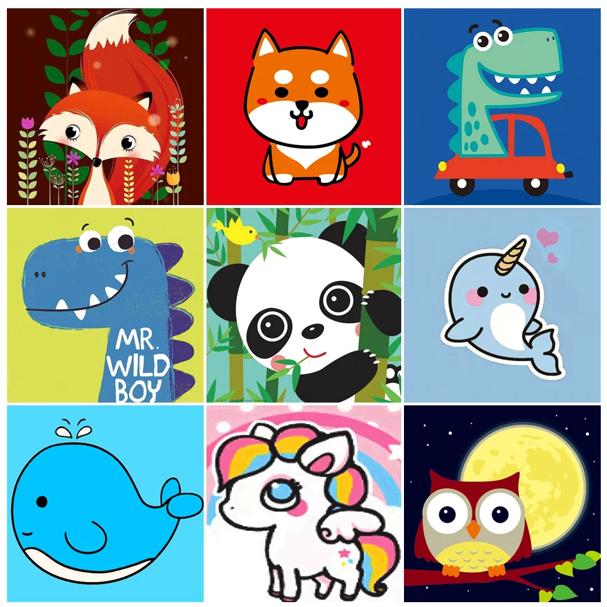 Diamond Painting Kit for Kids Easy and Small DIY Full Drill by Numbers Cartoon Rhinestone Embroidery Children Gift |