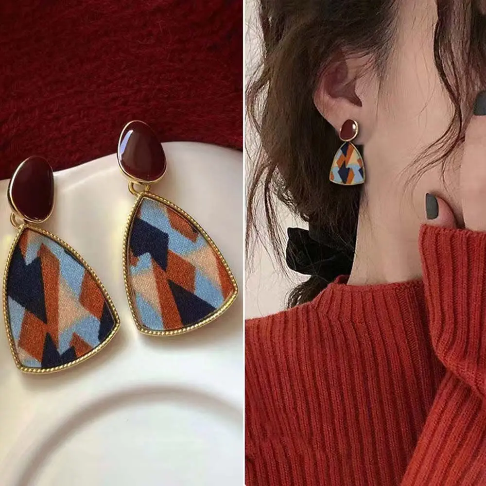 

Silver Pin Earring Fashion Stitching Retro French Style Earrings Women Earrings Stud Earrings Drop Shape Earrings