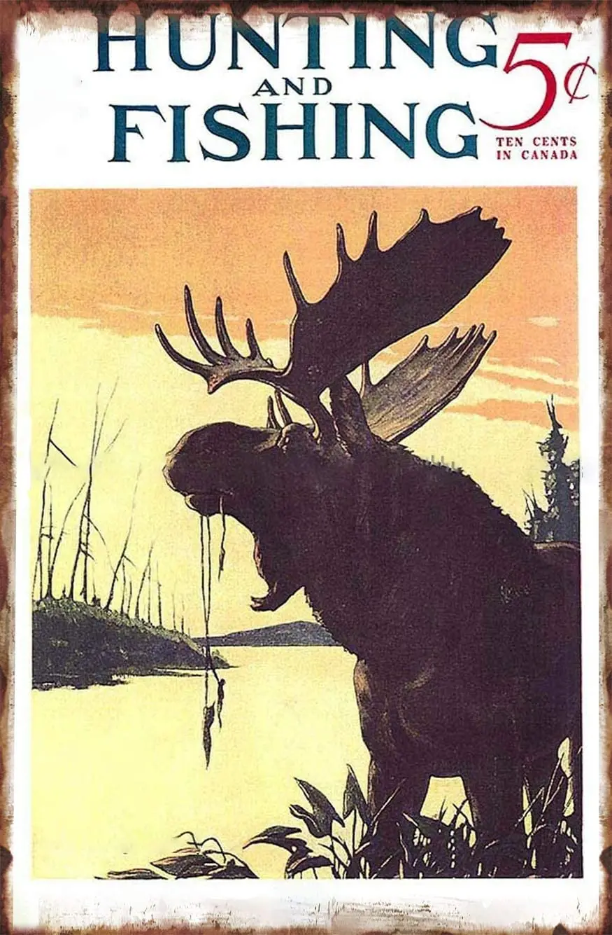 

Hunting and Fishing 1929 Moose Lake Metal Tin Sign Men Women,Wall Decor for Bars,Restaurants,Cafes Pubs elk Metal Sign School