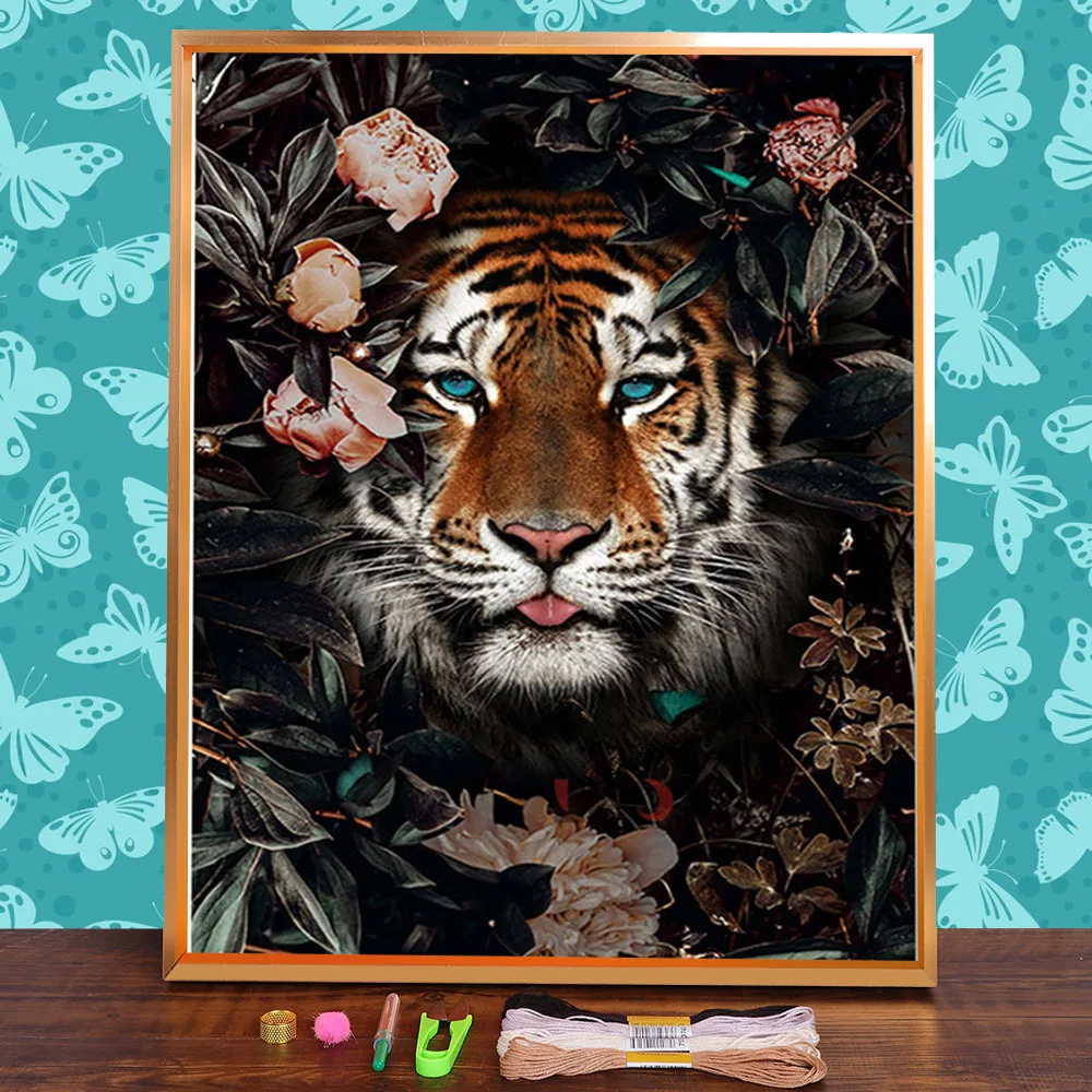 Вышивка крестиком 11CT с принтом оленя цветка бабочки вышивка своими руками DMC