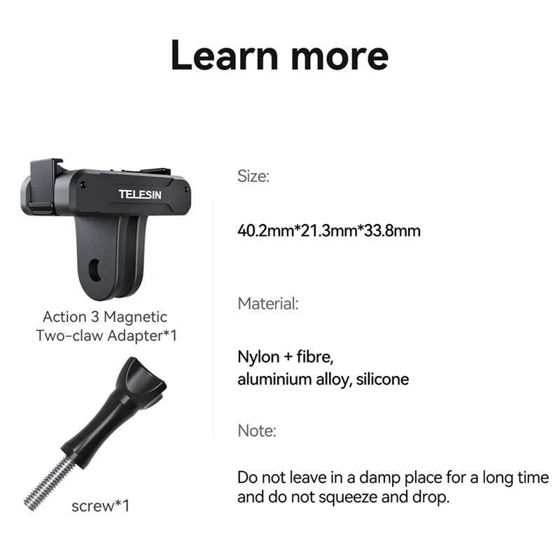 Магнитный адаптер TELESIN с двумя зажимами аксессуары для экшн-камеры адаптера DJI OSMO