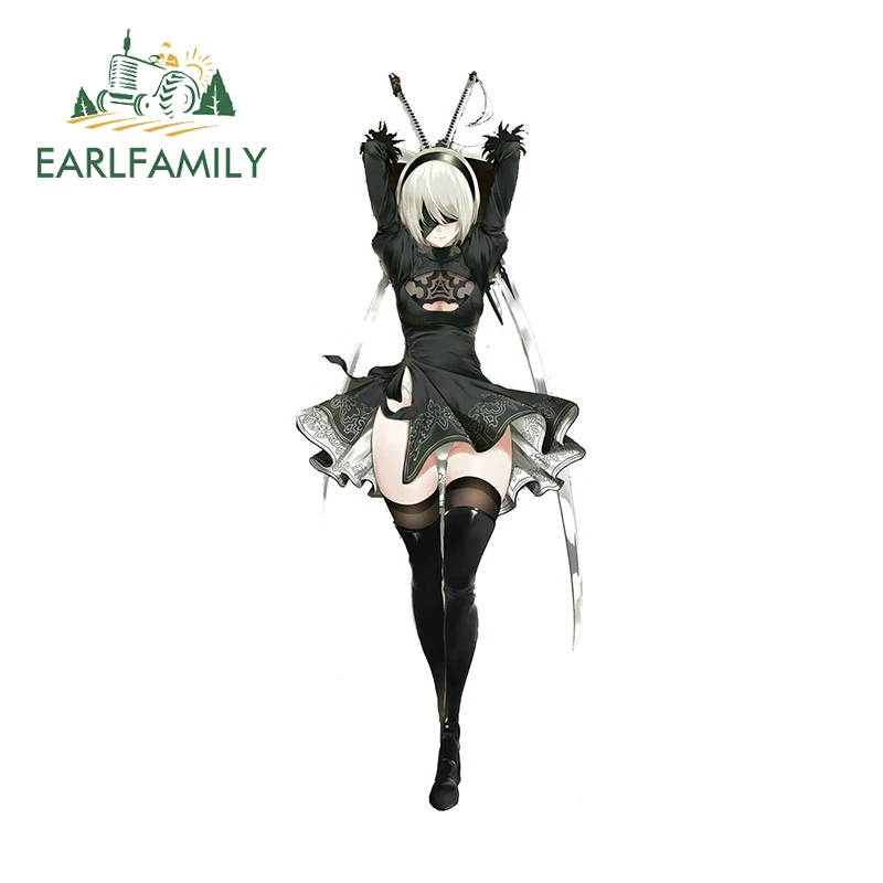 

EARLFAMILY 13cm x 5.1cm for 2B NIER Car Stickers Creative Personality Decals Sunscreen Vinyl Funny Anime Car Door Protector