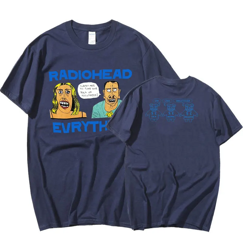 

Vintage Rock Band Radiohead T Shirt Men Cotton Gothic T-shirts Hip Hop Everything Music Album Print Tee Shirt Oversize Harajuku