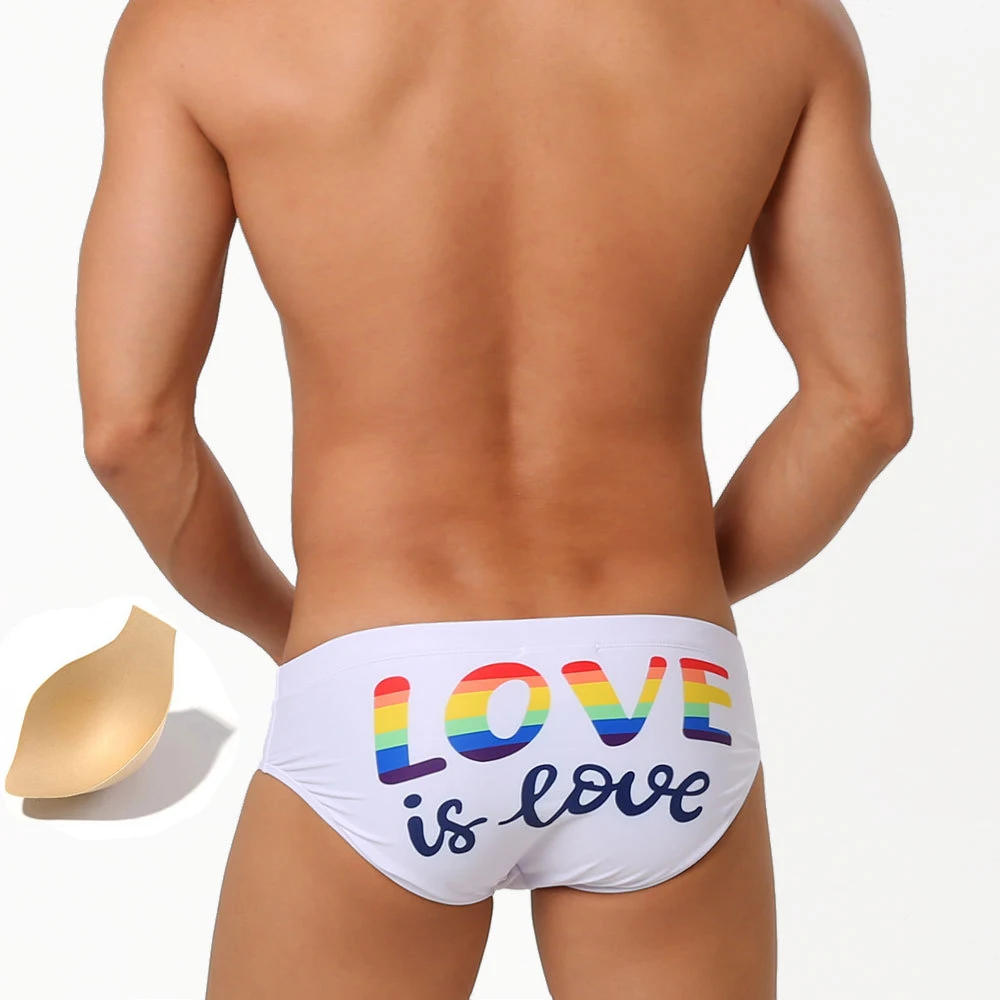 

Купальник с принтом слова, Мужской купальный костюм, быстросохнущая пляжная одежда, мужские летние костюмы для морского серфинга, для геев 2023