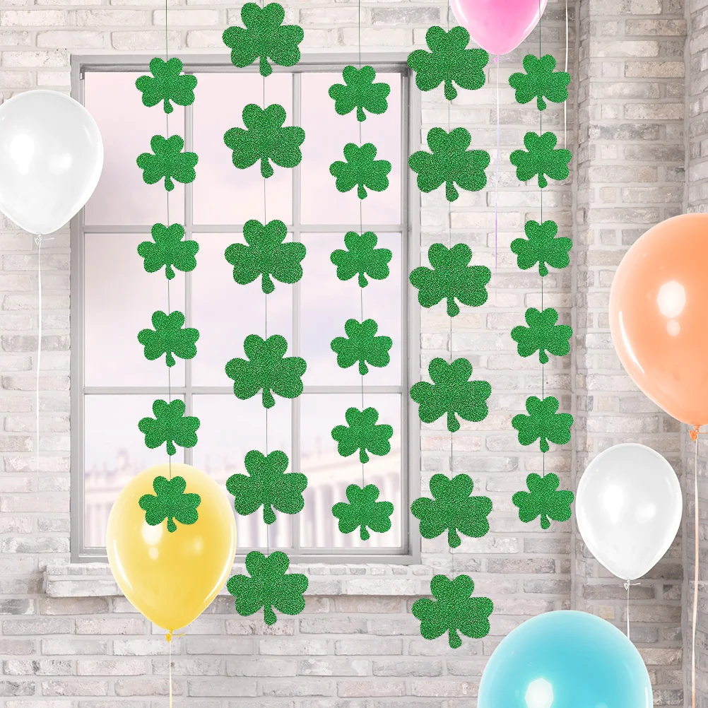 

Glitter Green Hanging Paper Banners Shamrock Decorationsparty Decoration