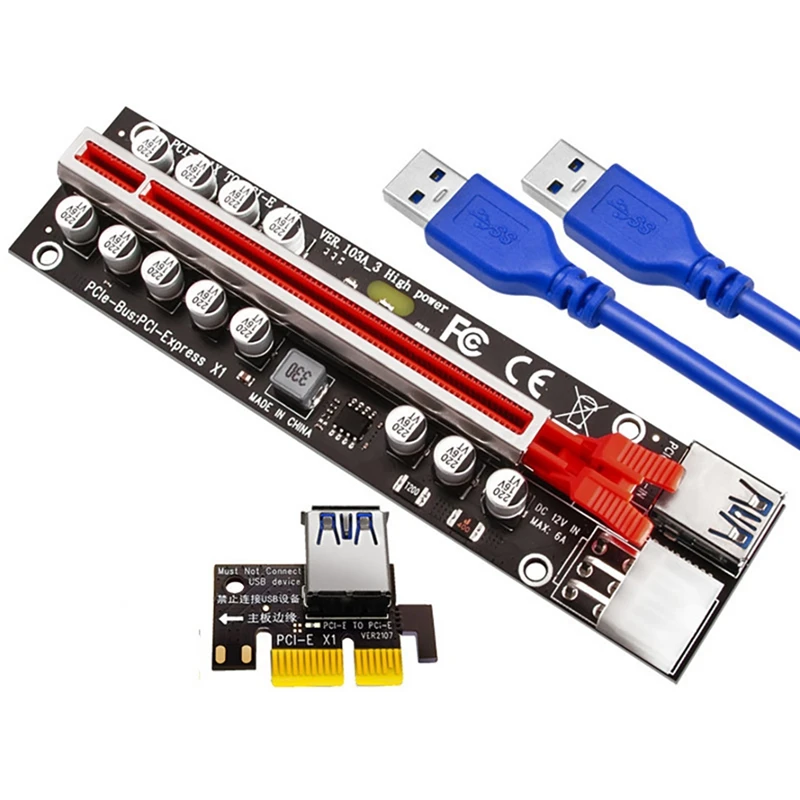 

Удлинительный кабель PCI-E X1 к X16 USB3.0 6PIN, адаптер с 12 твердыми конденсаторами для B250, B250C, B75, BTC