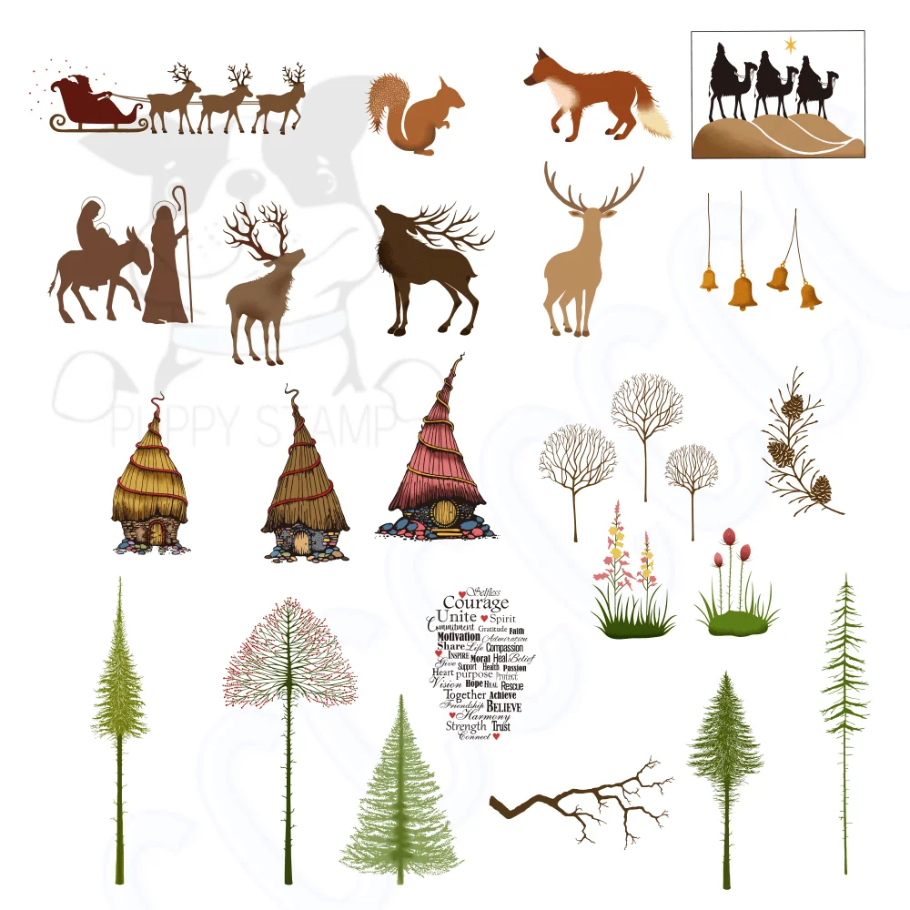 Штамп PUPPY мини-Рождественская коллекция штампы сделай сам скрапбукинг