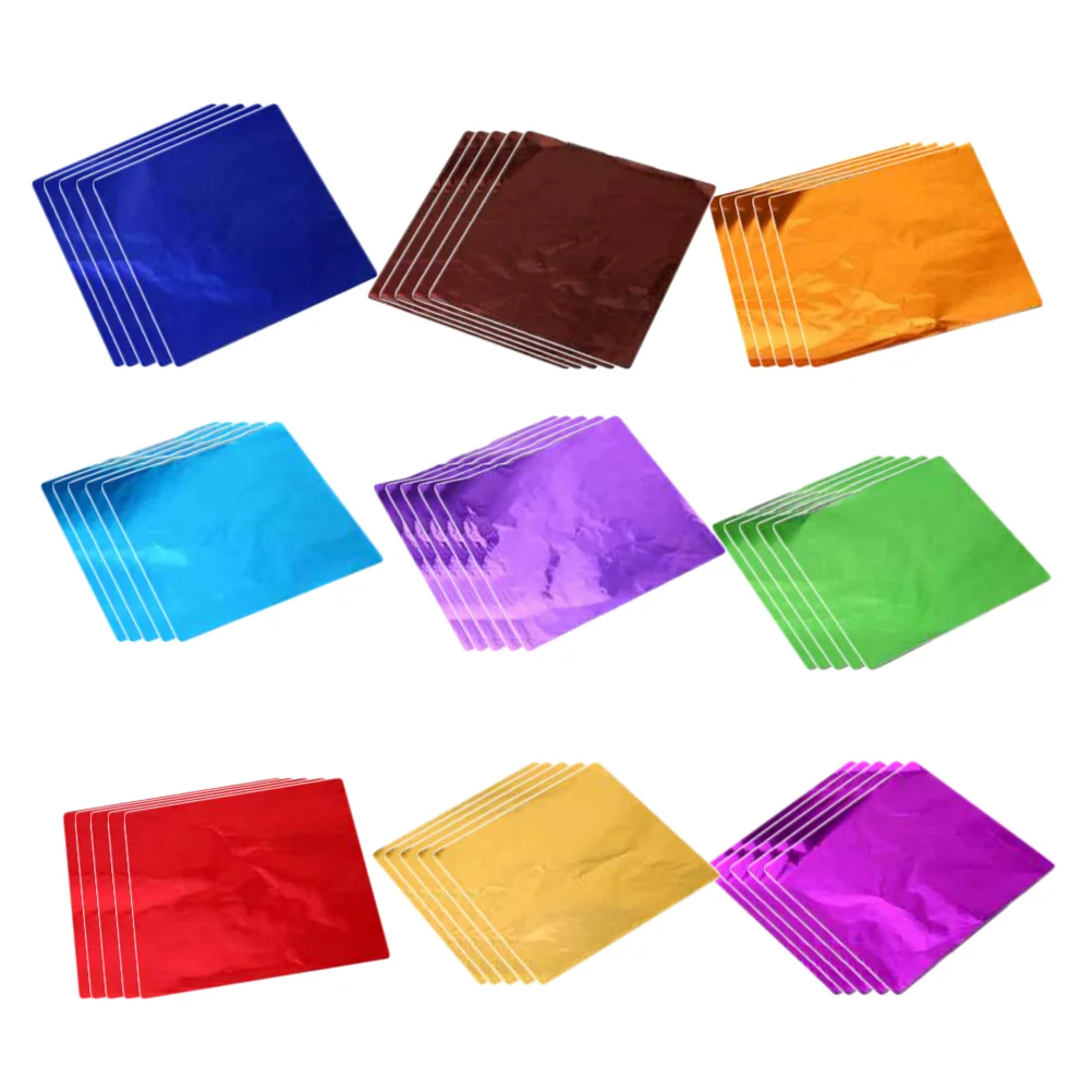 

900 Pcs Foil Leaf Paper Homemade Ornament Kits Wrapping Food Candy Wrapper Craft Square Chocolate Wrappers Gift Tissue