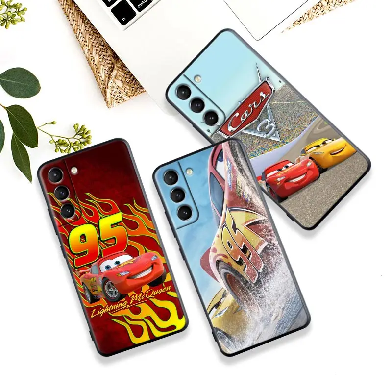 

Cartoon 95 Lightning McQueen Cars Case For Samsung S23 Ultra S22 5G S21 S20 FE Black Cover For Galaxy S22 s23 S21 S10 Plus Cases