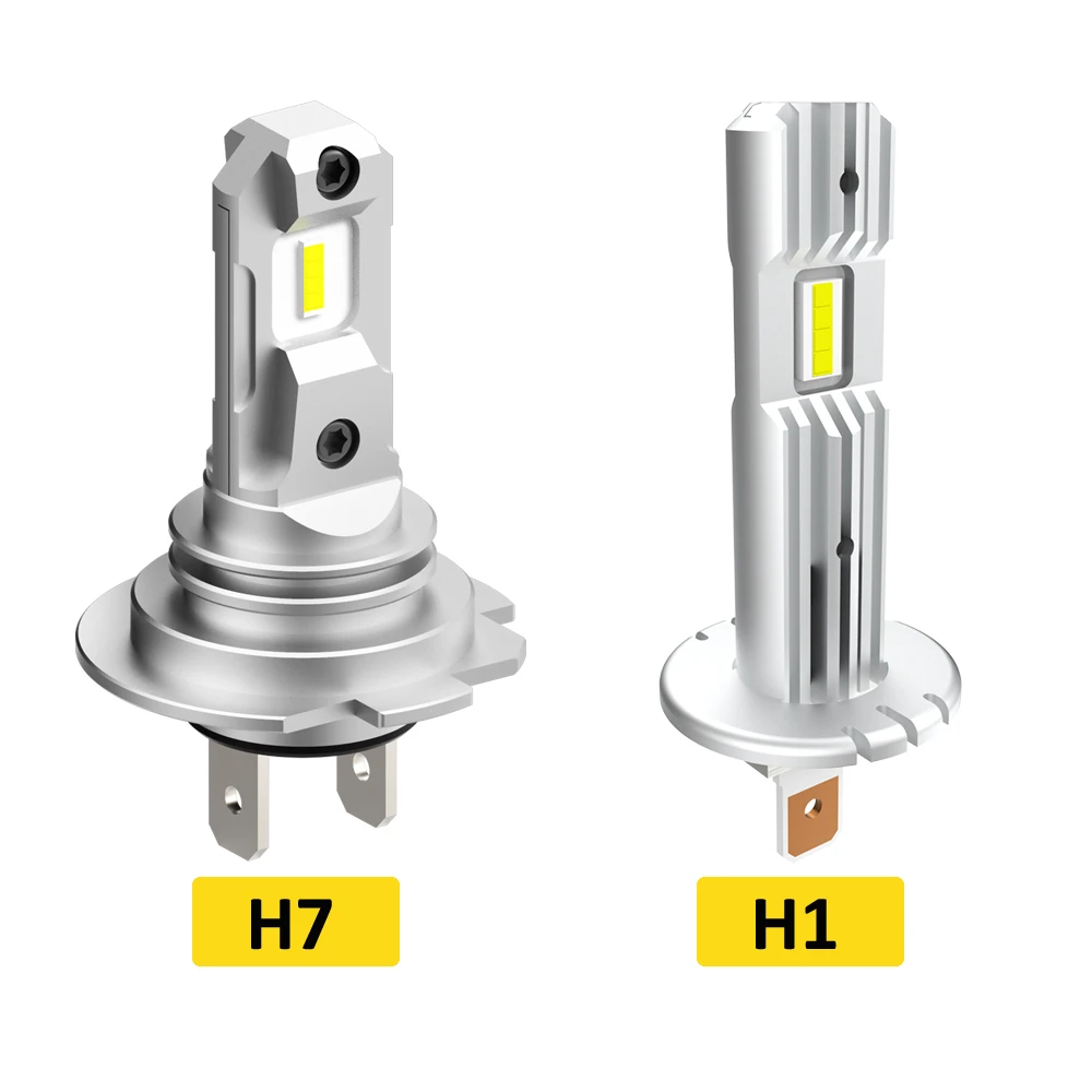 AUXITO 2Pcs H1 LED Lamp Lights Bulb H7 LED Mini Headlight Fanless Real 1:1 Design for Car Automotive Fog Light 12V White 6500K images - 6