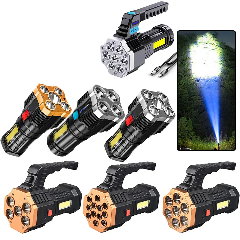

Портативный Супер-яркий светодиодный фонарик с зарядкой от USB, водонепроницаемый походный фонарь с COB матрицей для экстренных ситуаций, походов, 4-12 светодиодов