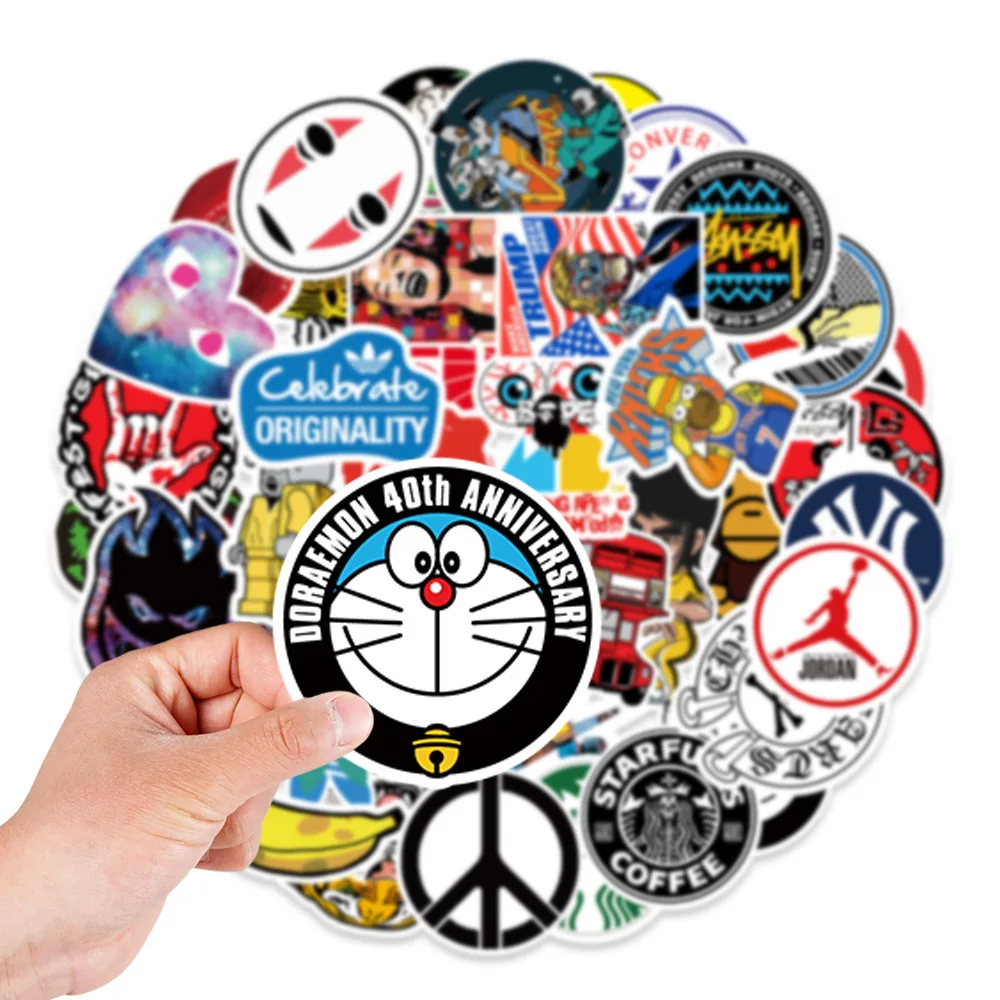 

50/100Pcs Tide Brand Stickers Cartoon Sticker Graffiti Decal Car Fridge Skateboard Guitar Suitcase Phone Laptop Diy Kid Toy Gift