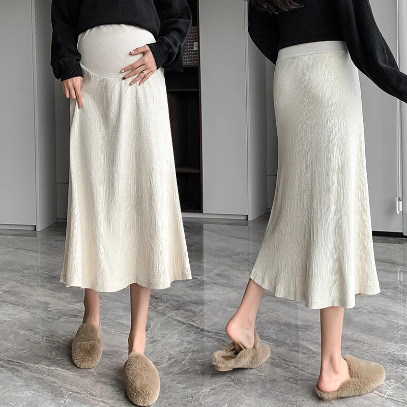 

2211# Autumn Winter Korean Fashion Maternity Skirts Elastic Waist A Line Sexy Hot Belly Clothes for Pregnant Women Pregnancy
