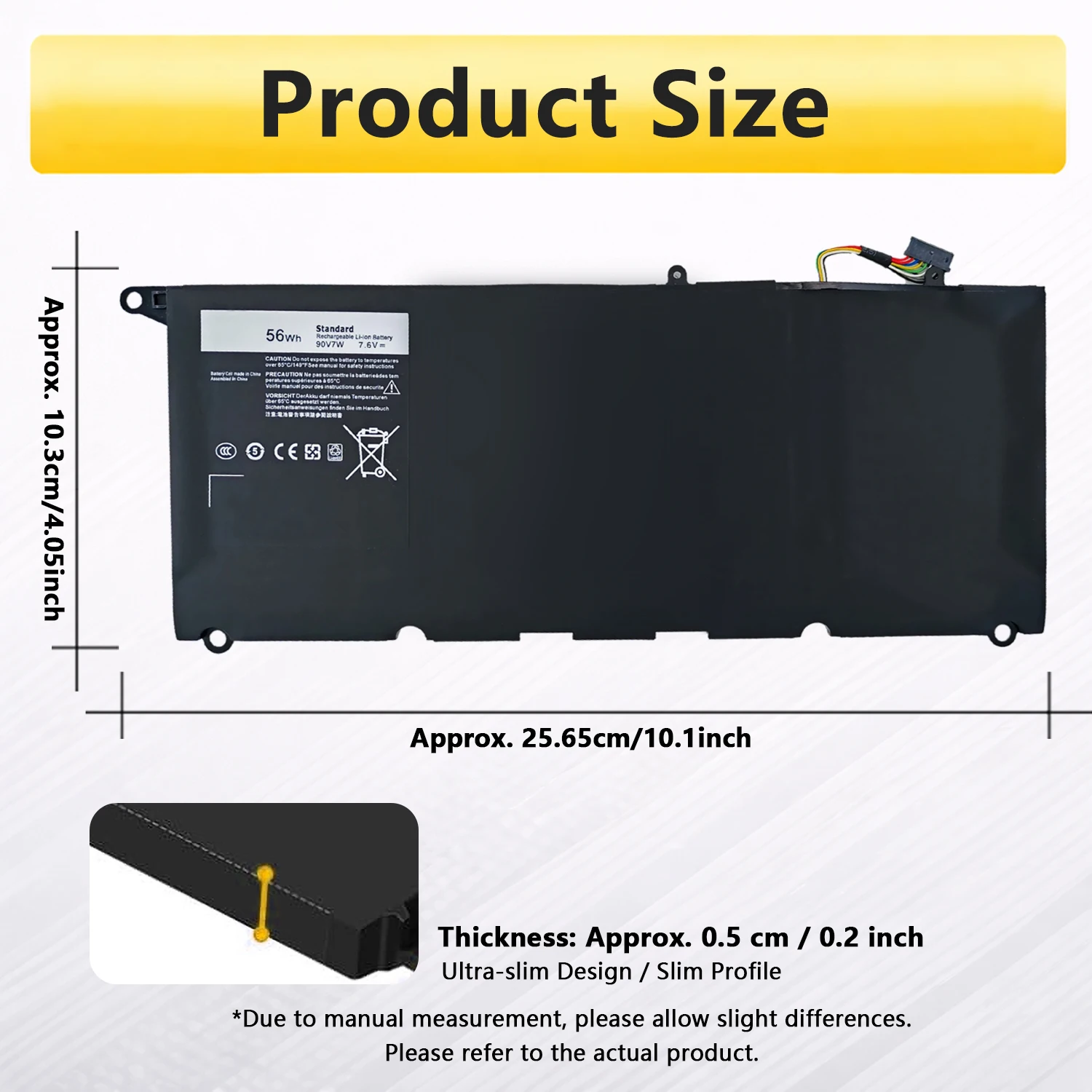 Фото Аккумулятор PowerHub 90V7W JHXPY JD25G 090V7W, совместимый с Dell XPS 13 9343 XPS13 9350 13D-9343 P54G 0N7T6 5K9CP RWT1R 0DRRP, 56 Вт·ч №4