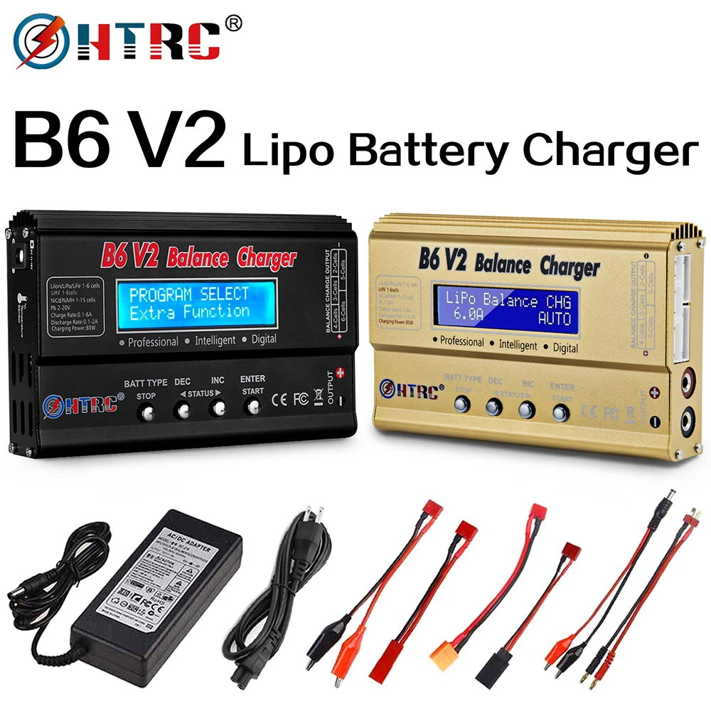 

HTRC B6 V2 1S-6S LiPo Battery Balance Charger LED Discharger 80W 6A DC11-18V for Lipo Li-ion LiFe NiCd NiMH LiHV Smart Battery