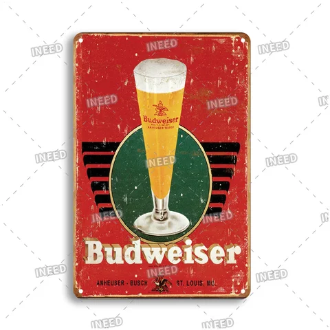 INEED Декор Budweiser, пивная лампа, металлический жестяной знак, декор винтажная табличка, Ретро Бар, паб, клуб, мужская пещера, Настенный декор для пива